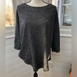 Cherish Gray Crew Neck Sweater With Ripped Back Opening